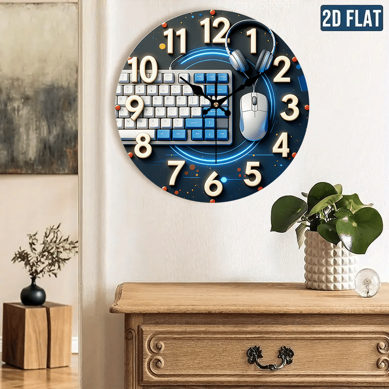 Tech Office Wall Decor - 2D Flat, 1pc, Tech-Style Wooden Wall
