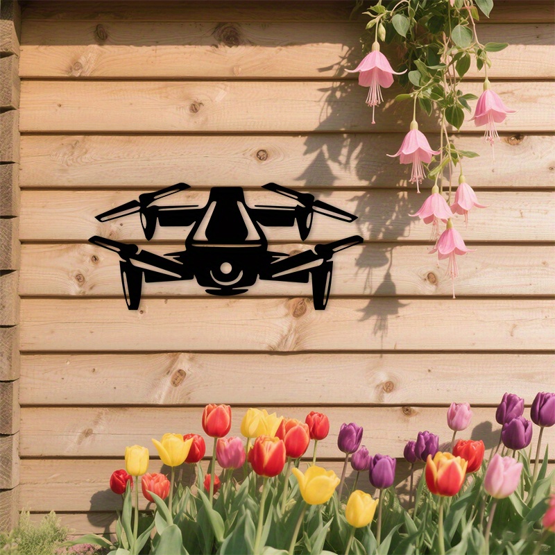 Tech Office Wall Decor - Modern Drone Silhouette Aluminum Wall Art