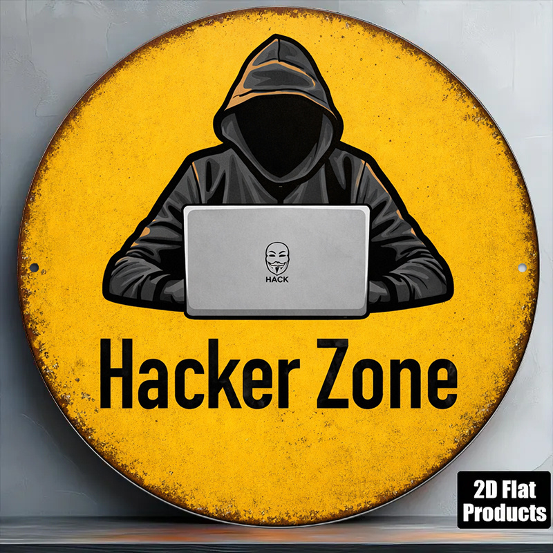 Tech Office Wall Decor - 2D Metal Sign 8x8in Round Aluminum
