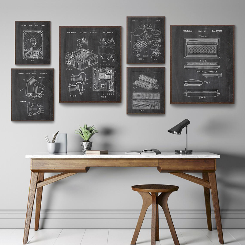 6Pcs Vintage Computer Patent W - Tech Office Wall Decor review and price